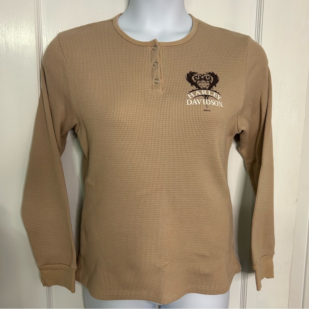 Harley-Davidson Women's Beige Waffle Knit Long Sleeve Baer Honesdale PA Size XL
